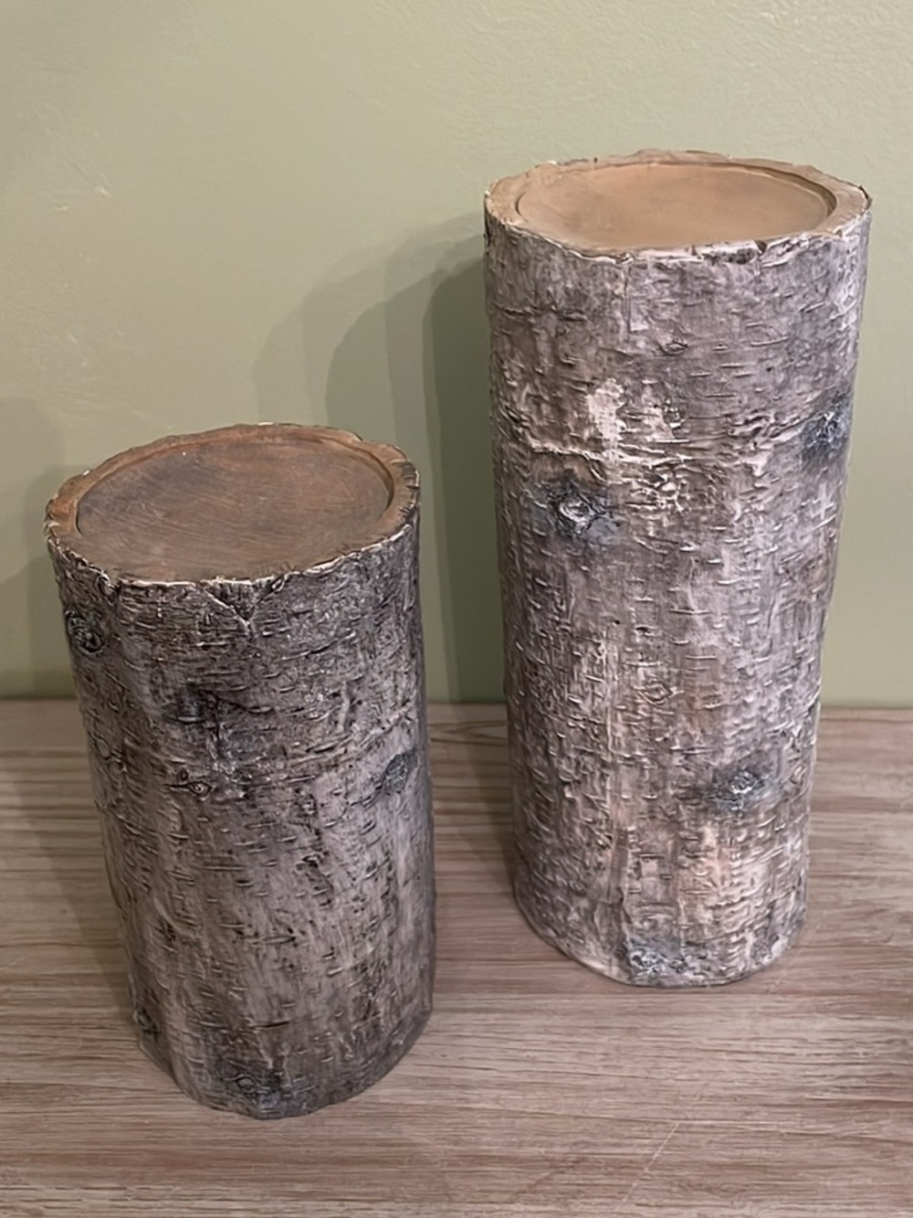 Rustic Birch Log Pillar Candle Holders - Natural Gray